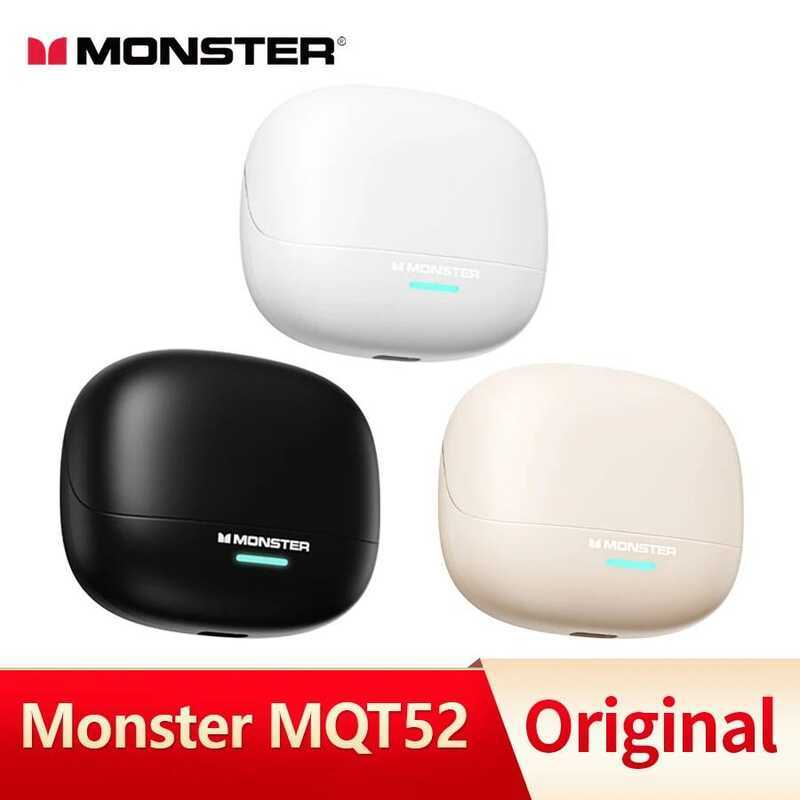 Monster MQT52 TWS Bluetooth 5.4 Earphones Gaming Noise Reduction Headphones Running Sports Earbuds