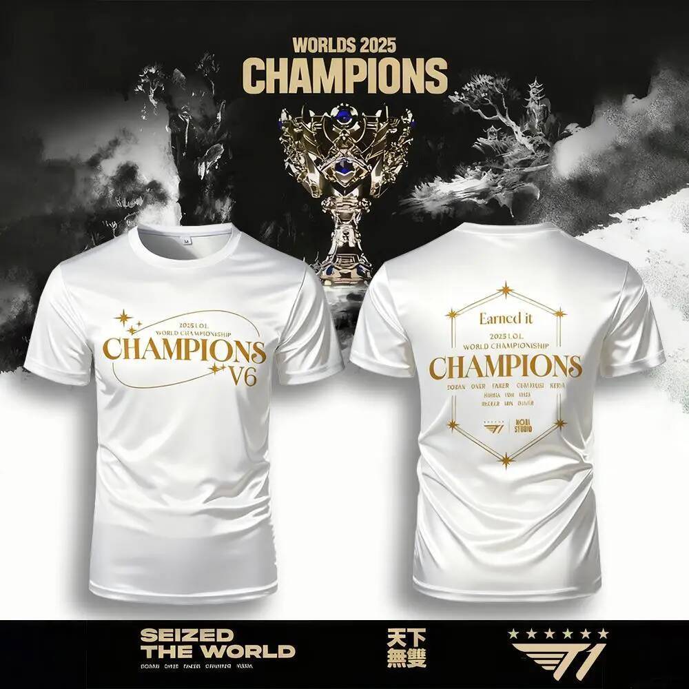 Six-star T1 Jersey SKT Esports S15 World Championship Winner Faker Fan V6 ที่ระลึกเสื้อยืดระบายอากาศ