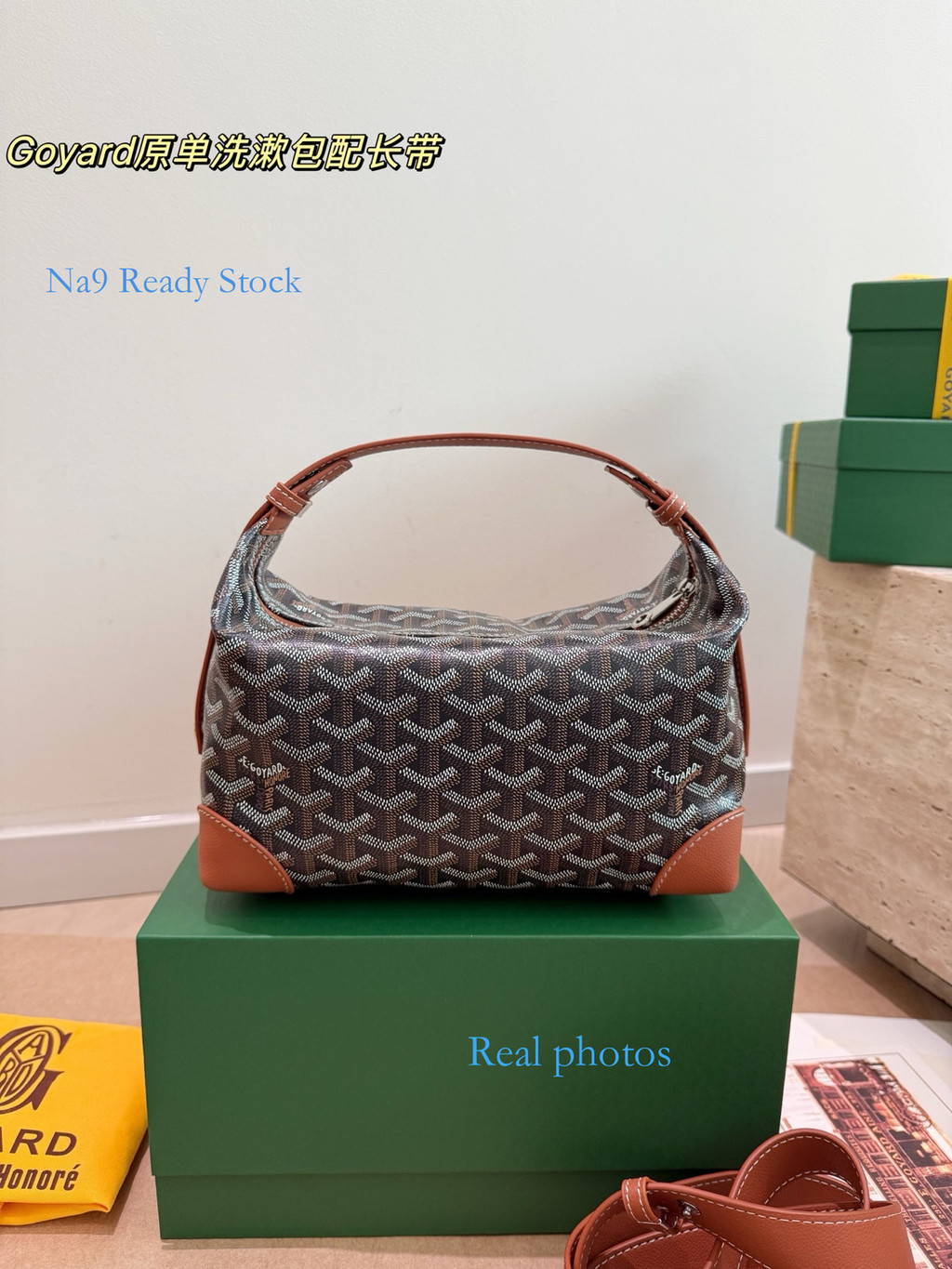 [na9 Ready Stock] ขนาด: 25 ซม. Wash Bag Texture Wash Bag Retro Handbag Crossbody Bag