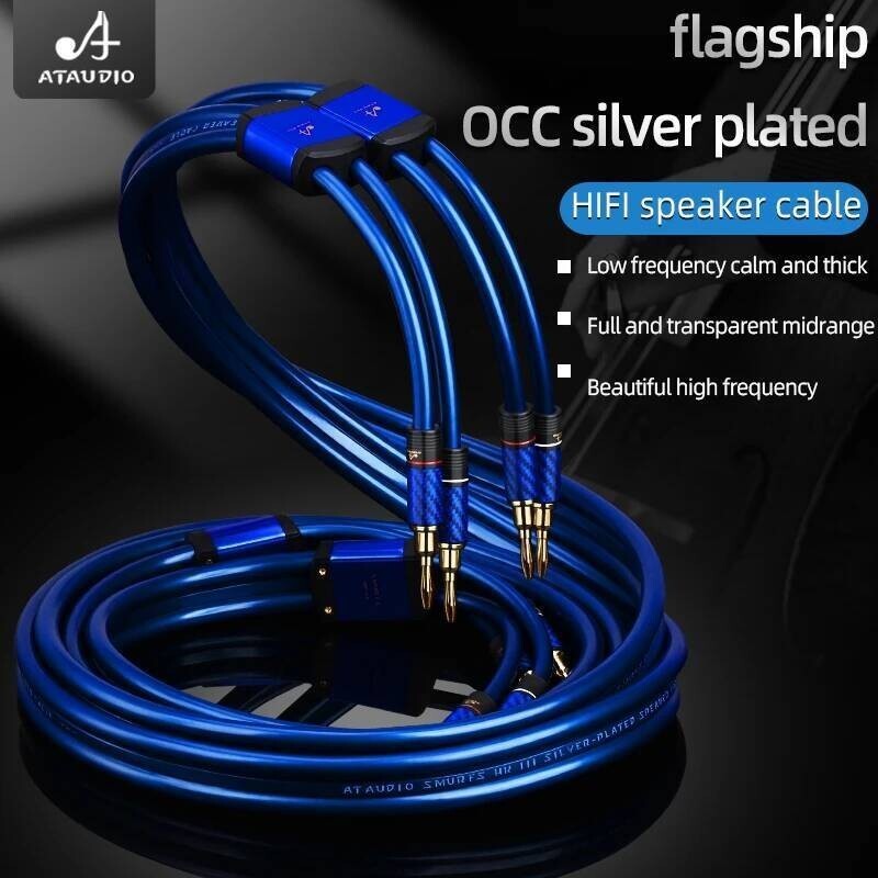 ATAUDIO OCC สายลําโพงไฮไฟชุบเงินสายลําโพงหลักความเที่ยงตรงสูงสายสัญญาณเสียงแบน