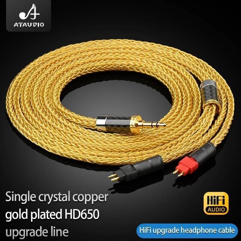 ATAUDIO HiFi 16 Core สายหูฟัง 4.4 มม.4Pin XLR Balanced OCC ชุบทองสําหรับ Sennheiser HD580 HD600 HD65