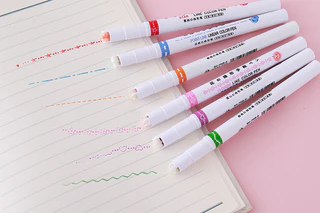 ปากกาเน้นข้อความเส้นตรงสีเรียงลำดับ🎨 ✏️ชุด6สีสดใสสำหรับBullet Journal ไดอารี่📒CXT007