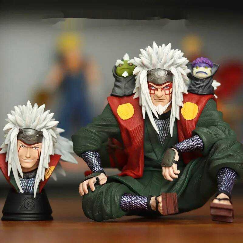 C 13.5Cm Jiraiya Double Headed Statue Action Figure Anime Periphery Model Ornament Toy Desop Collec