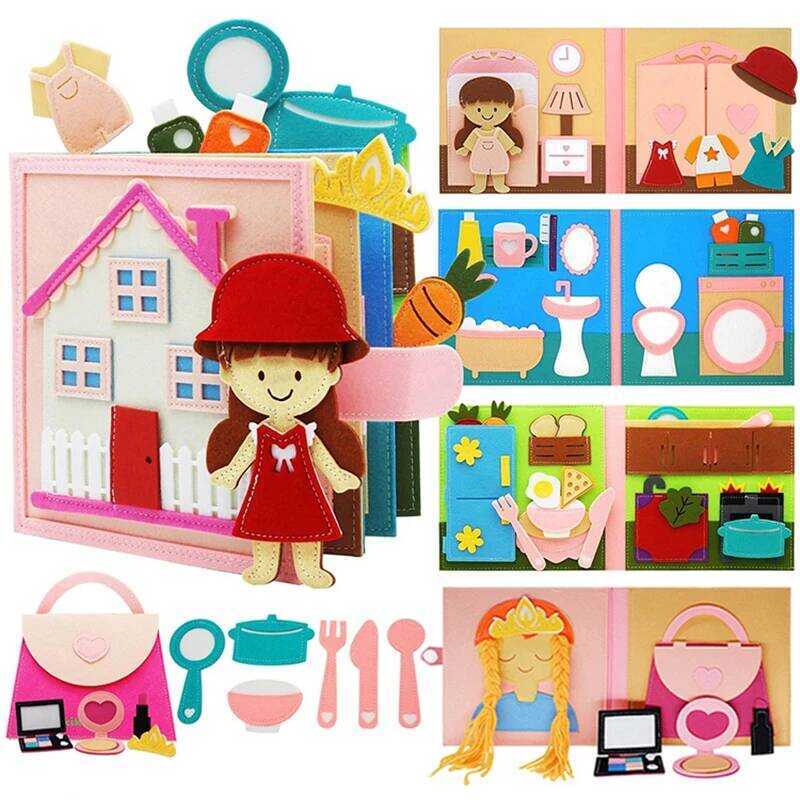 C Toddlers Montessori Toy Busy Book 3D Baby Story Cloth Activities Felt Quite Book Board Preschool