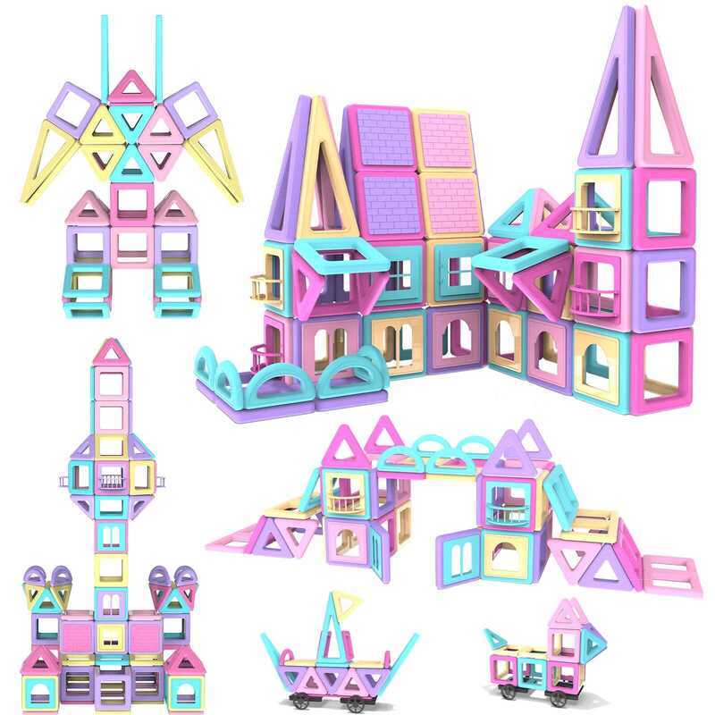 C 126 PCS Magnetic Tiles For Kids Ages 3-8 STEM Eduion Magnetic Tiles Magnetic Toys Birthday Gift F