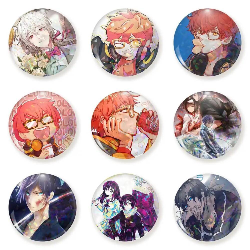 อะนิเมะ Mystic Messenger เกม 707 Tinplate เข็มกลัดรูปไอคอน Badge เข็มกลัดทําด้วยมือสําหรับกระเป๋าเป้