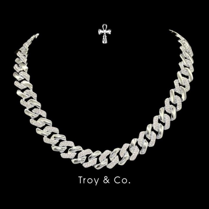 Iced Cuban Chain เพชร CZ  iced out สร้อยคอคิวบันแร็ปเปอร์  ผู้ชาย TDN008 Troy & Co.