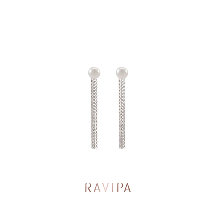 Ravipa | Triple Chain Pearl Earrings - ต่างหู