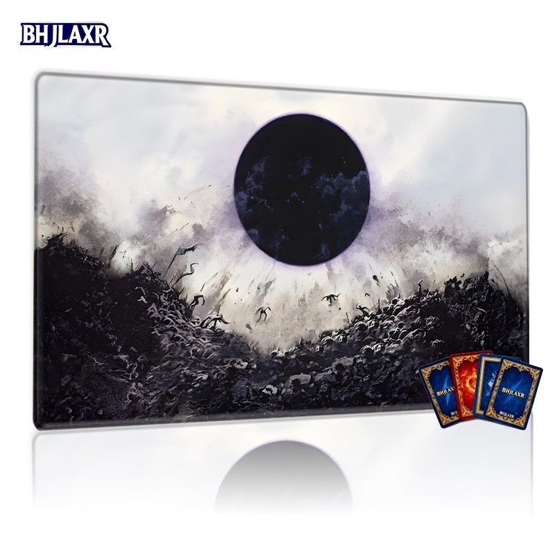 Ink Wash Black Hole Apocalypse Playmat สําหรับ - 24x14 นิ้ว TCG & Board Game Mat, Eastern Brushสโตรก