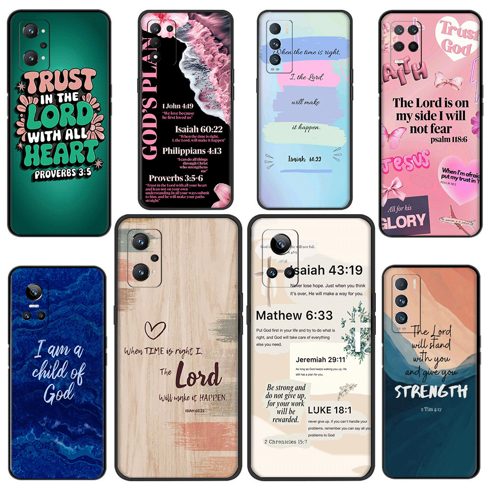 สําหรับRealme 3 5 6 7 8 Pro 5i 5s Q 6i 7i TPUเคสโทรศัพท์นุ่มฝาครอบป้องกันคําคมสร้างแรงบันดาลใจโดยพระ