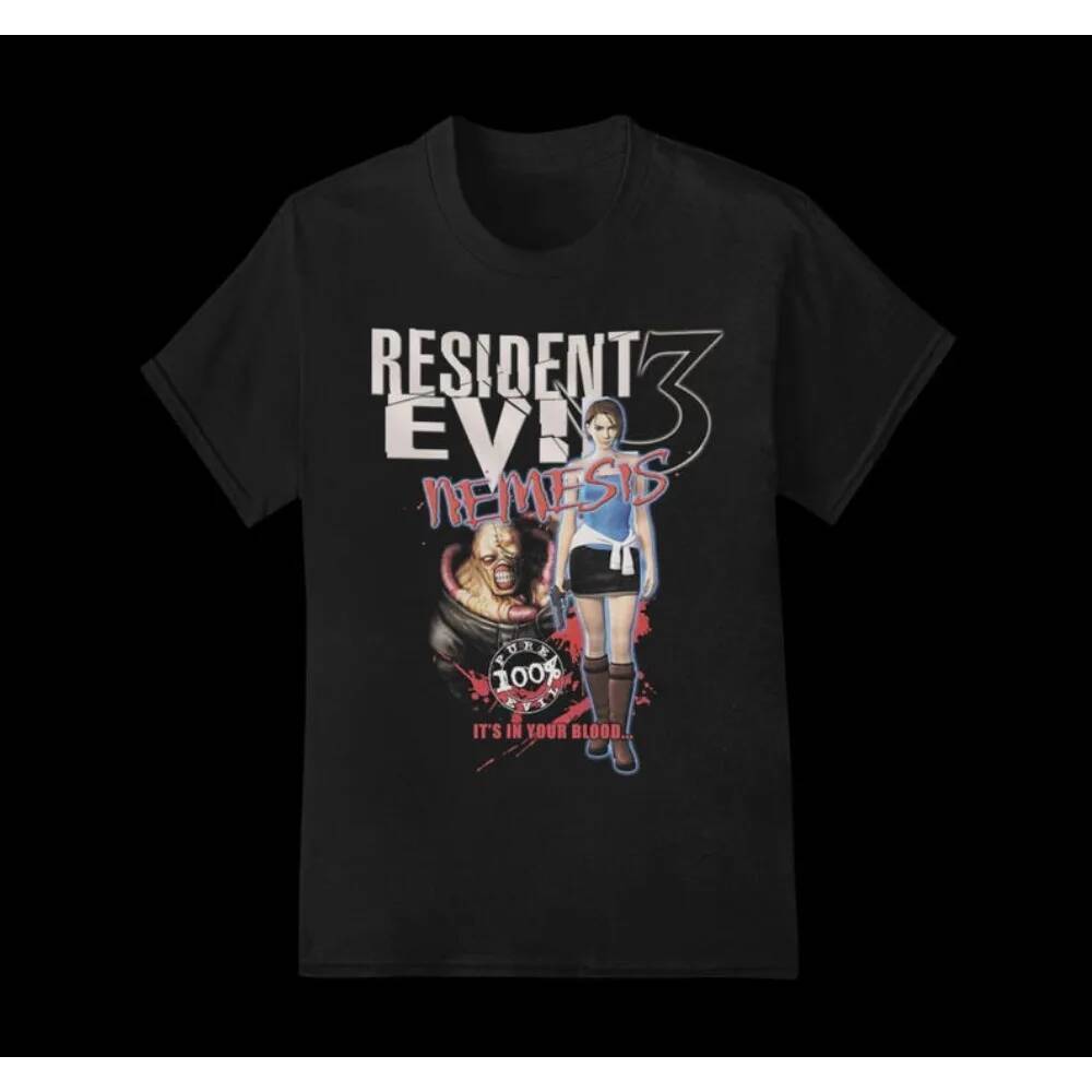 Resident Evil 3 Nemesis เสื้อยืดผู้ชาย Jill Valentine Survival Horror เกมกราฟิกแขนสั้น