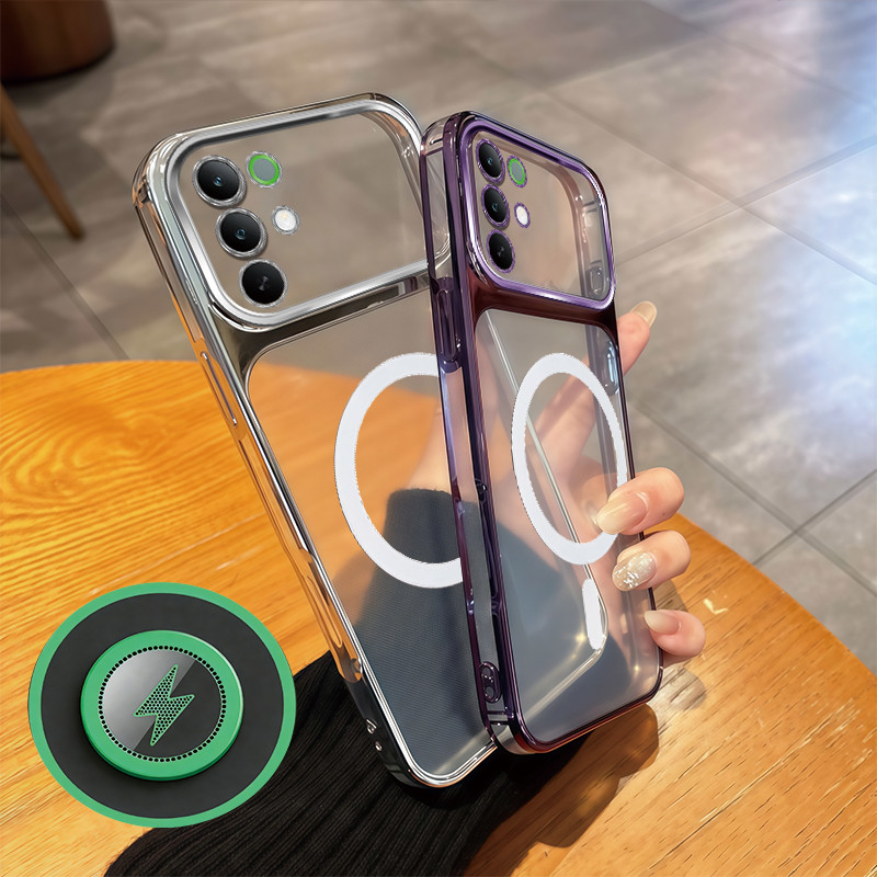 สําหรับRealme C85 PRO 15Xเคสโทรศัพท์ใหม่สีขาวไร้สายชาร์จแม่เหล็กแหวนหน้าต่างขนาดใหญ่และกันกระแทกSoftcase DSCDD03