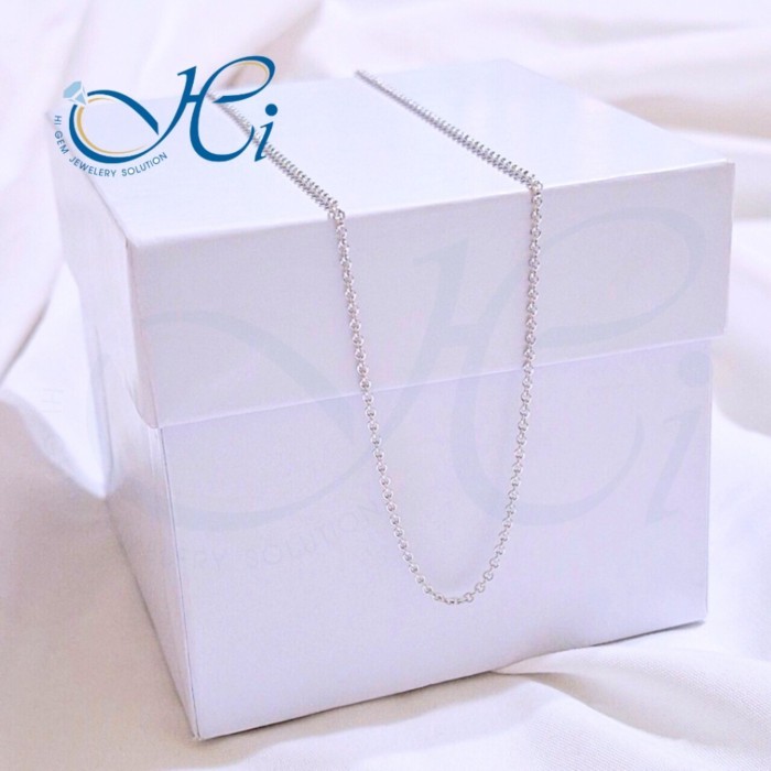 สร้อยคอ HIGEM ตะขอก้ามปู ทองคำขาวแท้ ทอง14k Italy (58.33%) ลายทิฟฟานี(สีขาว) มีใบรับประกันจากทางร้า