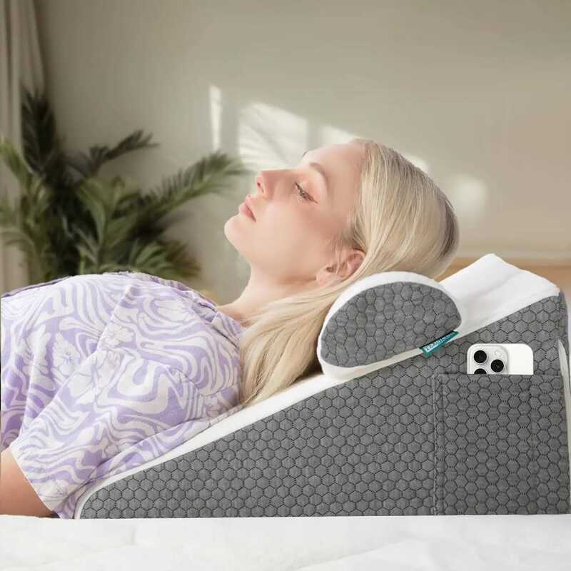 C Bed Wedge Pillow For Sleeping Memory Foam Triangle Pillow High Density Memory Foam Breathable Fab