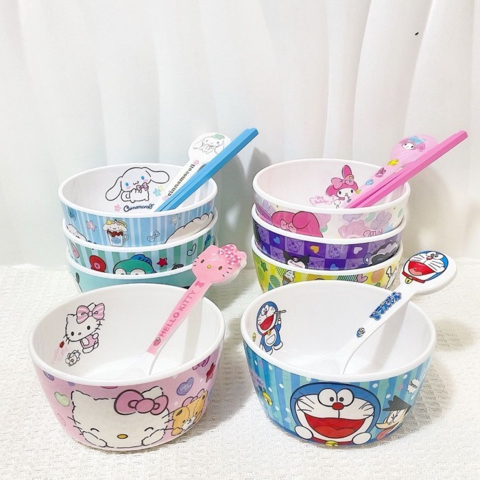ชุดอาหารเด็กกันกระแทกป้องกันการลวกเด็กพิเศษชามกินชามซุปปลอดสารพิษจานอาหารค่ําน่ารักK