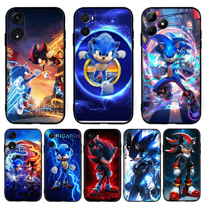 สําหรับ OPPO R9 F1 Plus R9S Reno 2 2Z 2F 3 4 Pro 5 5F Lite 5K Anime Sonic the Hedgehog TPU สีดําซิลิ