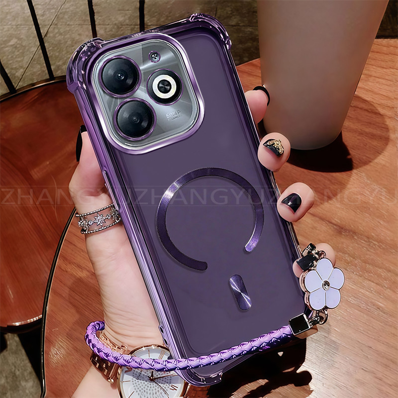เคสสําหรับ infinix SMART 8 40i เคสโทรศัพท์ ใหม่แม่เหล็กที่แข็งแกร่งชาร์จไร้สาย C-ring กันกระแทกสี่มุ