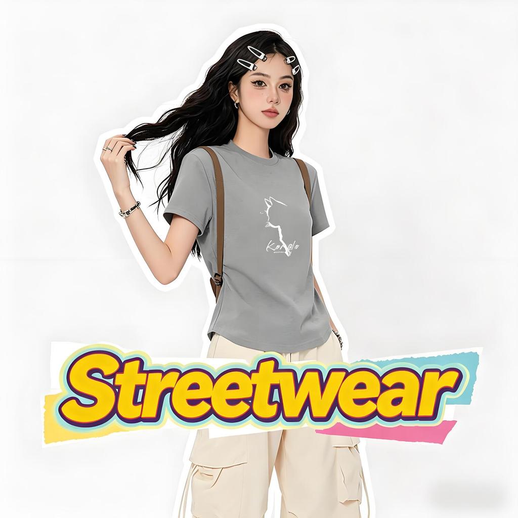 Casual Basic Tee Sports Crew Neck for Young Women