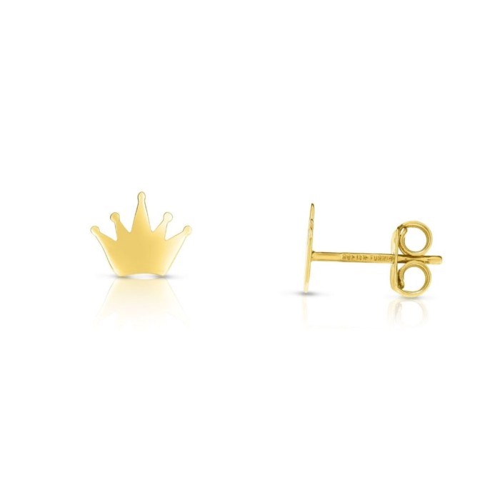 Nathalias NY ต่างหูมงกุฎ แบบติดใบหู ทองคำแท้ 14K Post Earrings with Crowns   | ไม่ชุบ ไม่ลอก ทองเค