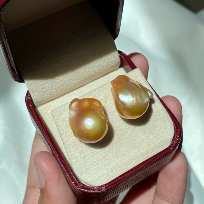 Krabi andaman pearl ต่างหูไข่มุกบาร็อก มุกแท้