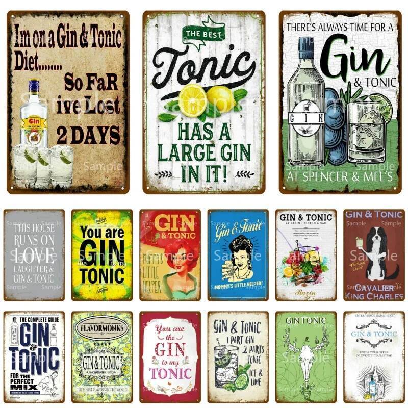 You Are Gin Tonic ป้ายโลหะ Bar Party Decor Vintage ป้ายดีบุก Club Home Wall Art ภาพวาดตกแต่ง Plaque 