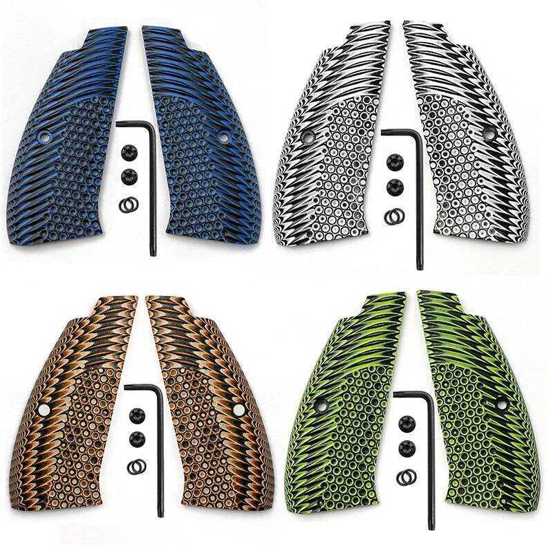 1Pair CZ75 G10 Handle Grips Patches for CZ 75 Full Size, SP-01 Series, Shadow 2, 75B BD, With Screw