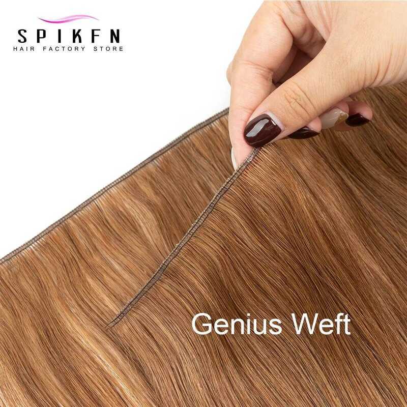 C SPIKFN Human Hair Genius Weft Virgin Human Extensions Invisible Straight Lightweight Human Hair B