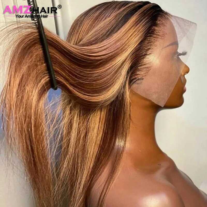 C 13X4 Hd Highlight Wigs Coloed Lace Font Human Hai Wigs Fo Women Honey Blonde Staight Hd Lace Font