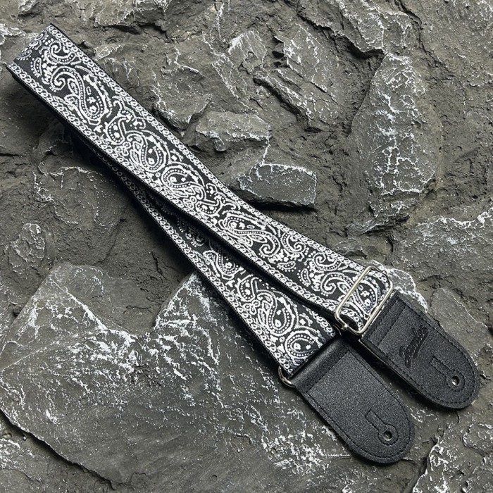 Jamlos Brand Guitar Strap Posy Style Pattern Amoeba กีต้าร์โปร่งกีตาร์ไฟฟ้าอเนกประสงค์สีดําและสีขาว
