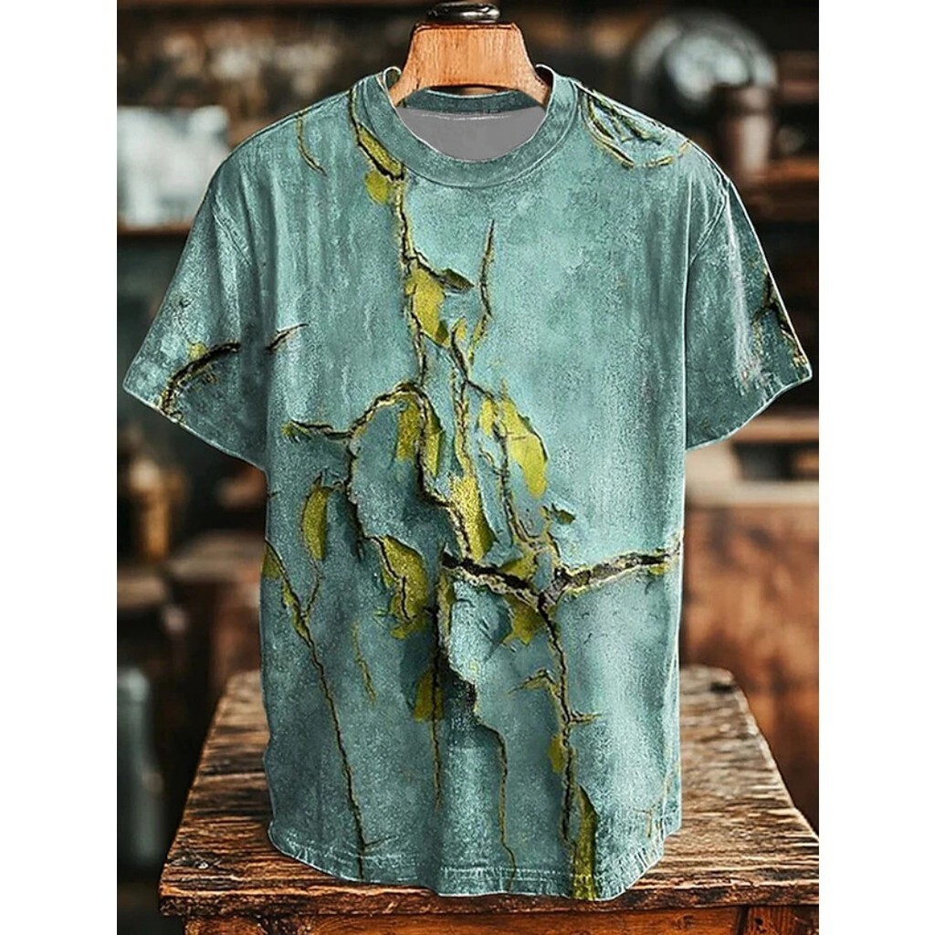 Vintage Aged Rust Crackle พิมพ์ Man T เสื้อ Art บทคัดย่อ 3D พิมพ์เสื้อยืดแขนสั้นลําลองตลกแฟชั่นเสื้อผ้าผู้ชาย
 เสื้อทีเชิ้ต