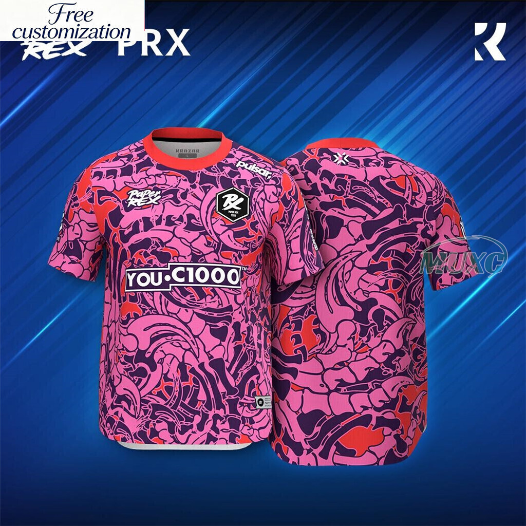 ใหม่กระดาษ Rex DinoGlitch Jersey 2026 27 Series ชุด VALORANT Esports Club PRX แฟชั่น Tees ชาย F0RSAK