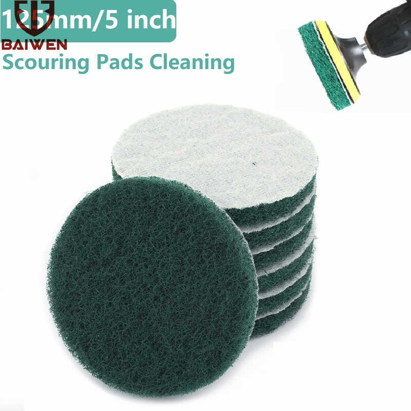 C {Dfyhtik} BAI WEN 5" Inch 125Mm Electric Scrubber Brush Drill Brush 180 Grit Self-Adhesive Disk A