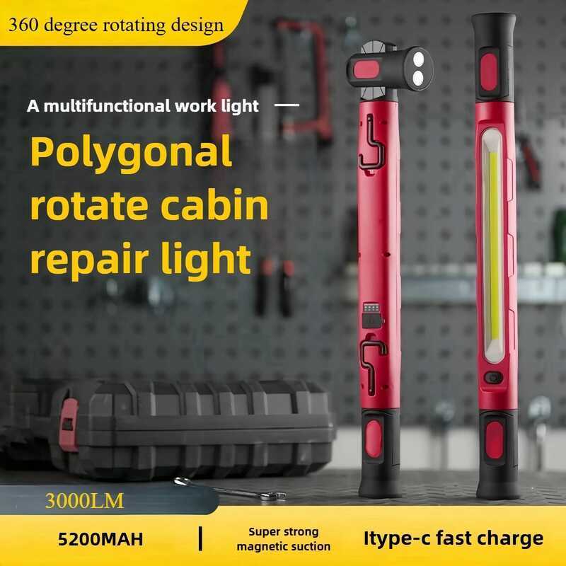 C Er Bright Magnetic Work Light Built-In 5200Mah Rechargeable Battery Underhood Work Lamp Bar For C