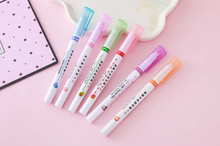 ปากกาเน้นข้อความเส้นตรงสีเรียงลำดับ🎨 ✏️ชุด6สีสดใสสำหรับBullet Journal ไดอารี่📒CXT007
