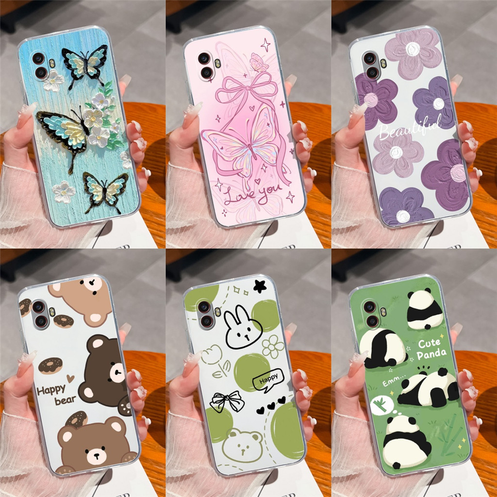 SAMSUNG สําหรับSamsung Galaxy XCover6 Proกรณีกระต่ายน่ารักPanda Antipuffซิลิโคนกันกระแทกคุณภาพสูงสํา