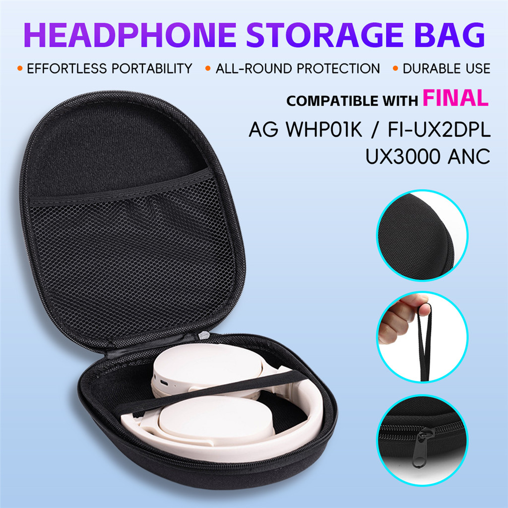 ใช้งานร่วมกับ FINAL AG WHP01K / FI-UX2DPL / UX3000 ANC หูฟังสีดํากระเป๋าตาข่ายสําหรับ Gym Travel