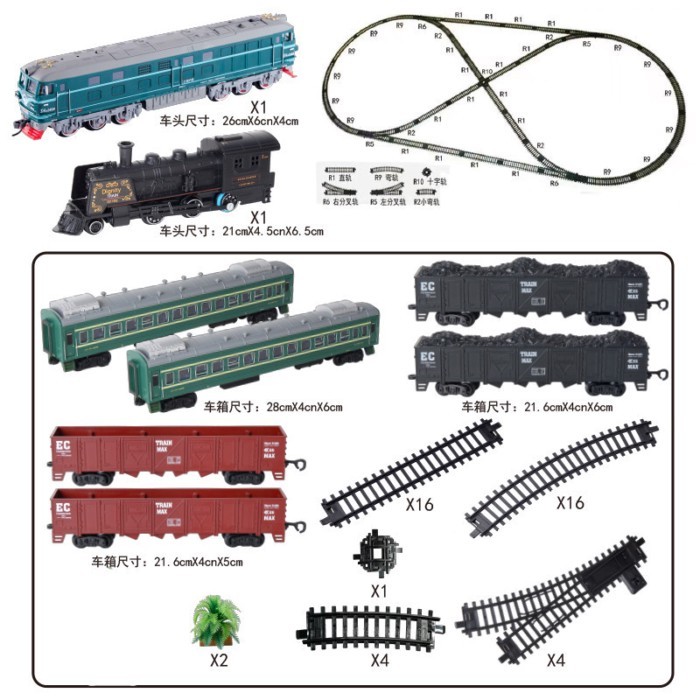 รางรถไฟของเล่น รถไฟฟ้ารางขนาด 9.4 เมตร โมเดลรถไฟขนาดเล็ก ของเล่นรถไฟรางไฟฟ้า