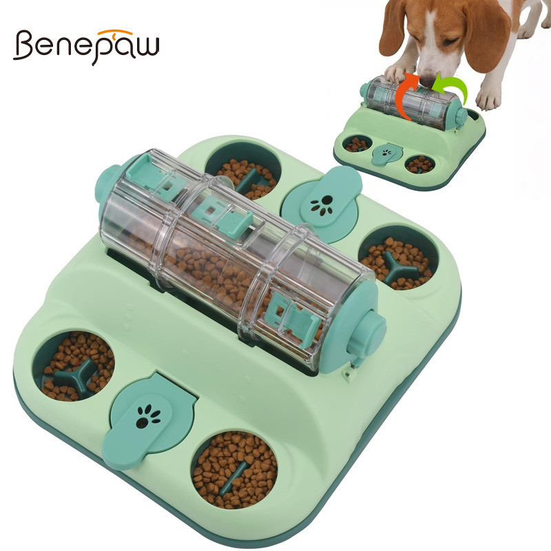 Benepaw Treat Dispenser ของเล่นสุนัข 2 ระดับปรับปริศนาอาหารช้า Feeder การออกแบบที่ถอดออกได้ฐานไม่ลื่นสําหรับแห้ง Kibble