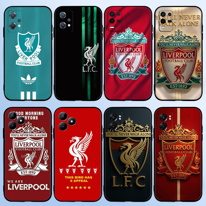 สําหรับRealme 8S 8i 9i 9 10 Pro Plus 10Pro 12 12X Liverpool Football Club TPUซิลิโคนอ่อนนุ่มสีดําเคส