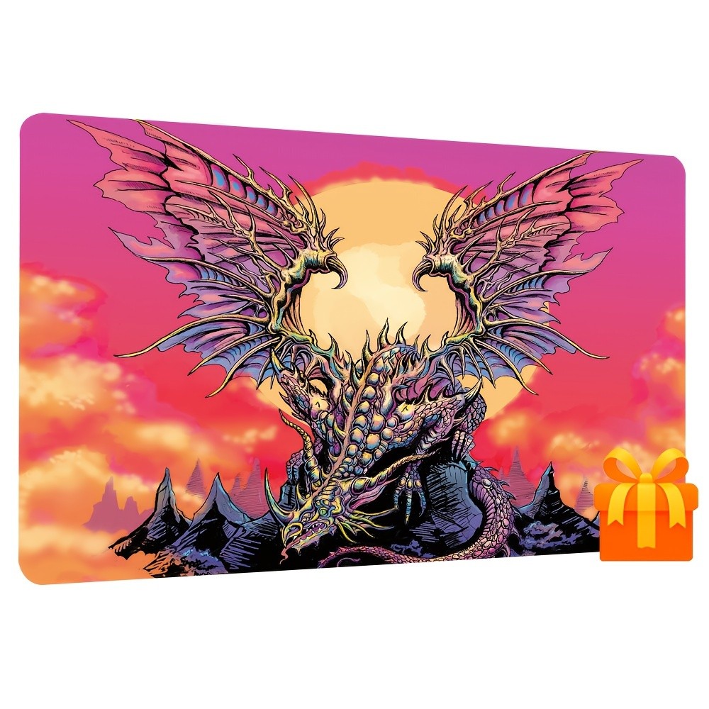 The Ur-Dragon Card Playmat เป็นเสื่อสําหรับเล่นเกมที่ออกแบบมาสําหรับเกมการ์ด TCG และ CCG เหมาะสําหรับเกมการ์ดเทรดดิ้งและบนโต๊ะวัด 24X14 นิ้ว