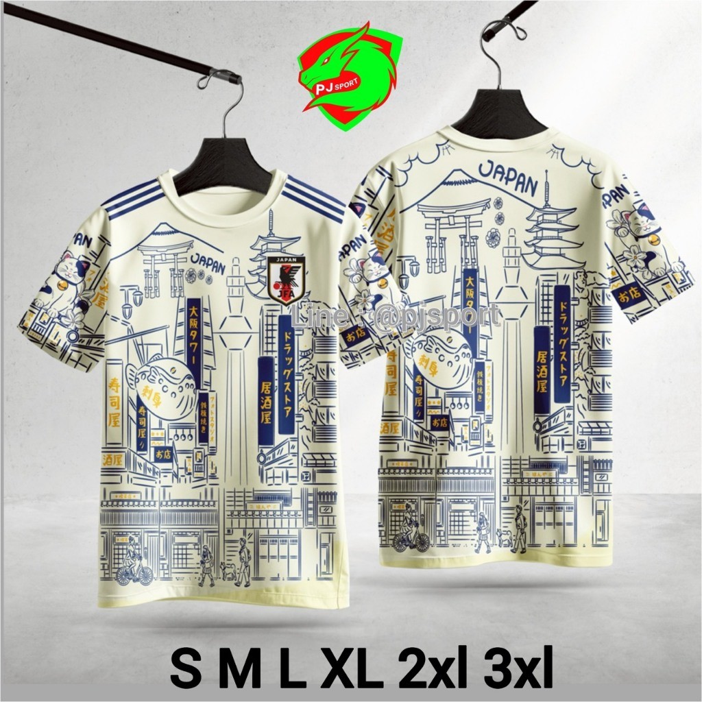 เสื้อกีฬา เสื้อแฟนบอลทีมญี่ปุ่น JAPAN ผ้าไมโครสปอร์ต พิมพ์ลายในเนื้อผ้าสีสดใส่ใส่สบายไม่ร้อน