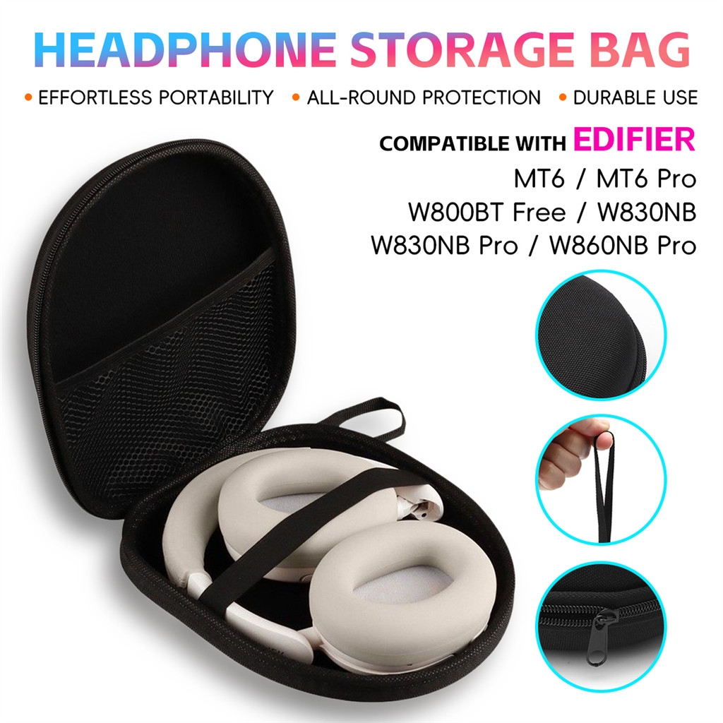 ใช้งานร่วมกับ EDIFIER W800BT ฟรี W830NB W860NB MT6 Pro หูฟังสีดํากรณีตาข่ายกระเป๋าสําหรับ Gym Travel
