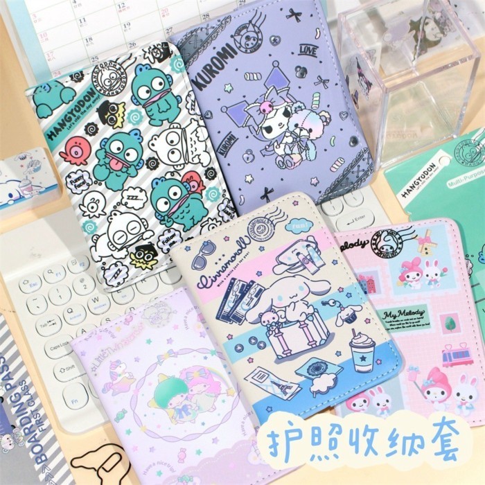 ที่เก็บหนังสือเดินทาง ซองป้องกันหนังสือเดินทาง น่ารักกรณีหนังสือเดินทางการ์ตูนกรณีผู้ถือตั๋วอบเชยสุนัขผู้ถือตั๋วคุโรมิมัลติฟังก์ชั่กรณีป