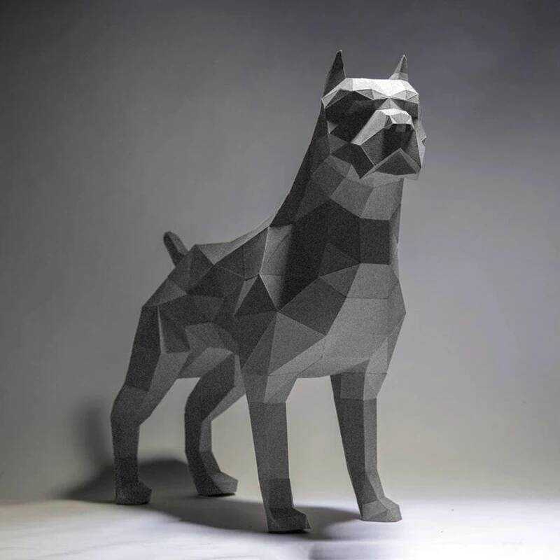 C 60Cm Pit Bull Large Animal Dog Paper Model Home Decor Ornaments 3D Papercraft DIY Toys Pet Model