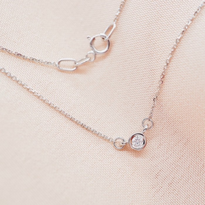 [ PCPY Jewelry ] สร้อยคอพร้อมจี้เพชรแท้น้ำ100  ทองคำแท้9K (ทอง37.5%) เพชรเบลเยี่ยมแท้ ขายได้ [9KPN1