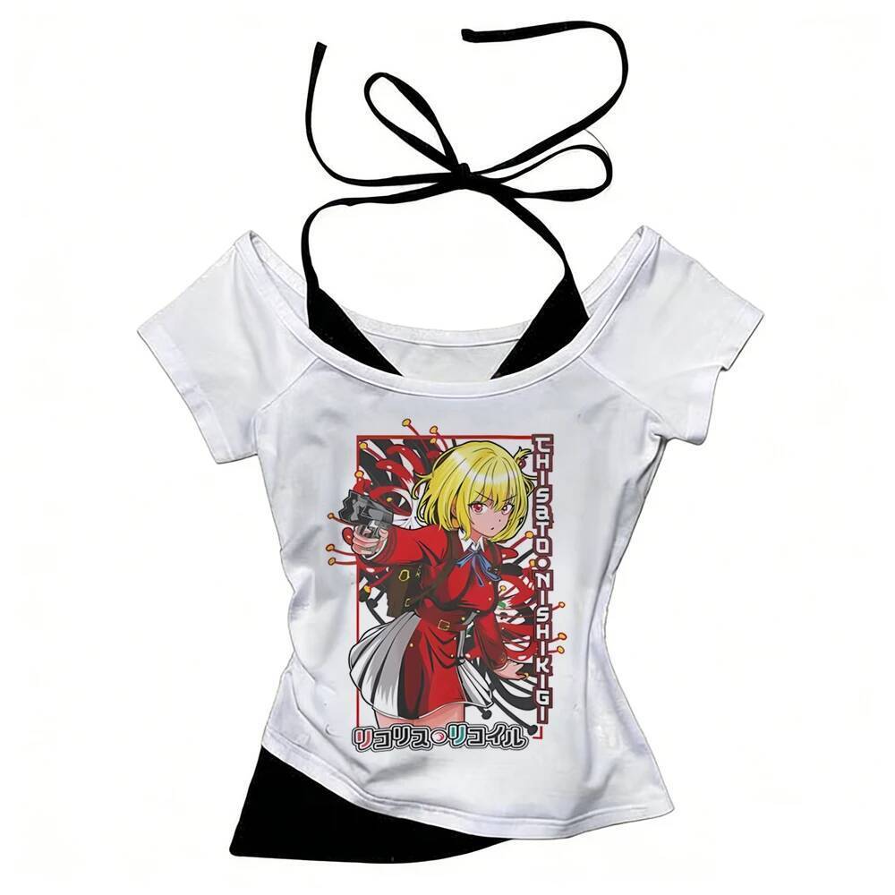 Lycoris Recoil cropped top สุภาพสตรี baddie ฉากน่ารัก grunge Dollette tshirt harajuku ทางเลือก Dolle