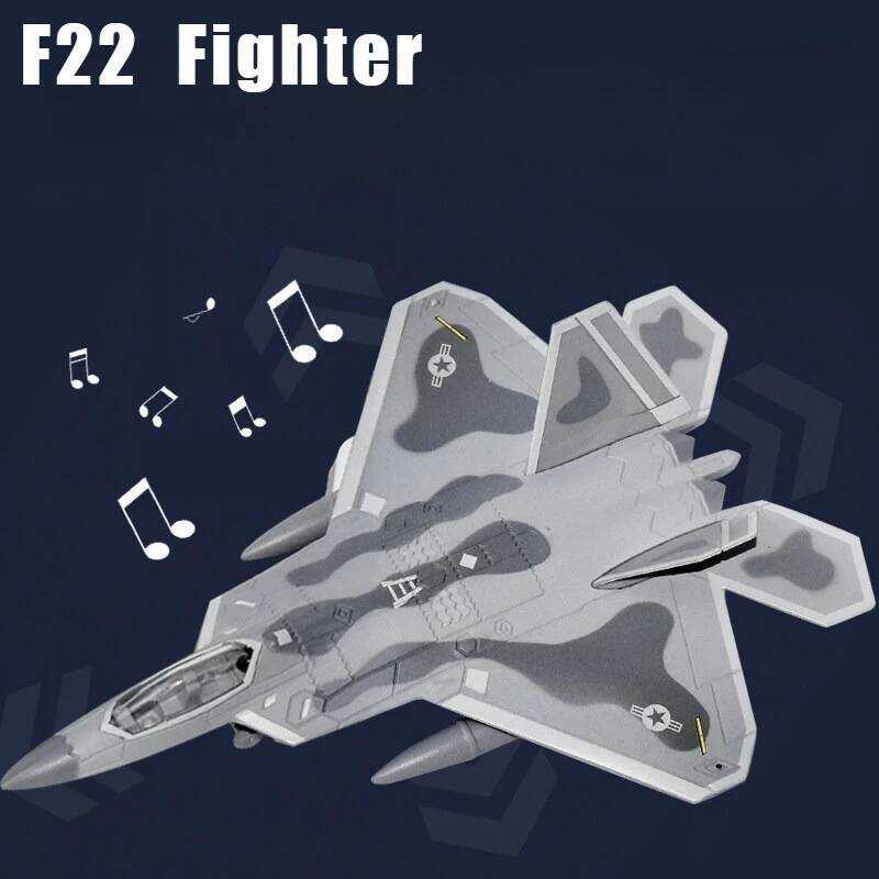 C F22 Raptor Fighter Jet Alloy Fighter Aircraft Serie Soundlight Echo Military Metal Model Scenic A