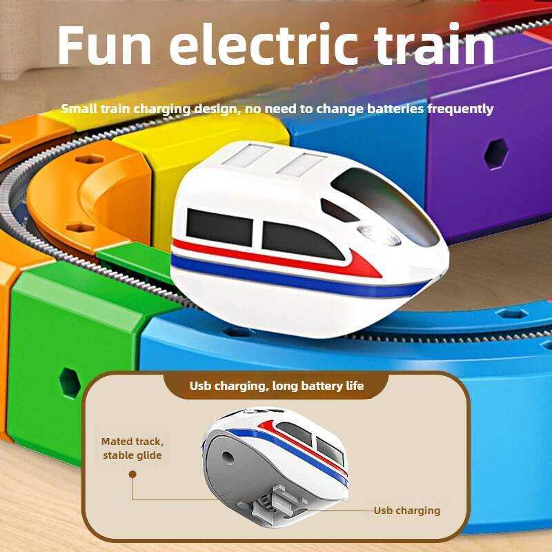 C Children Magnetic Rail Car Cube Toys DIY Building Bloc Eduional Toy Magical Track Train Construct