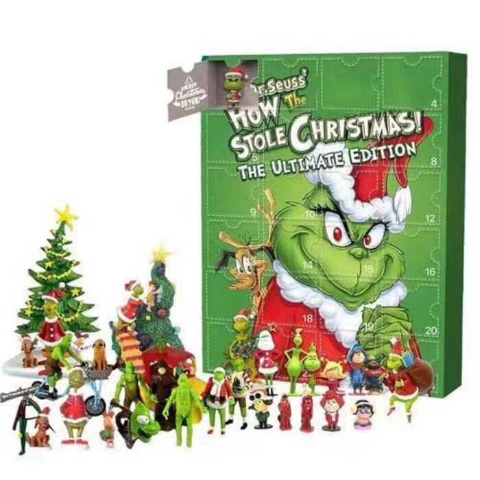 Green Monster Green Chi Christmas Advent Calendar Box Green Chi 24 ชิ้นปฏิทินนับถอยหลังตาบอด