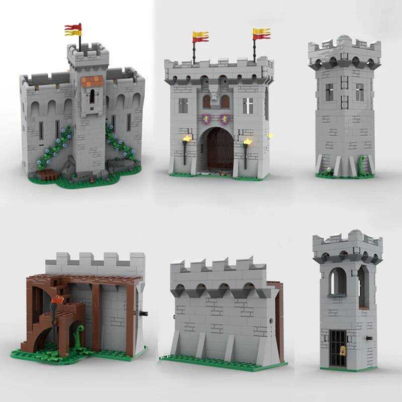 C MOC Building Block Toy Medieval City Gate And City Wall Model Creative Assembly Toy Set Festival